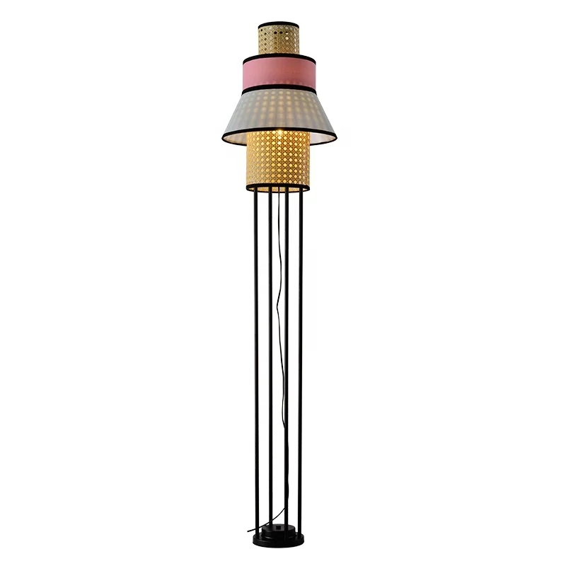 Top Design Indoor Fabric Standing floor Lamp E27  Retro Metal decorative for bedroom living room hotel