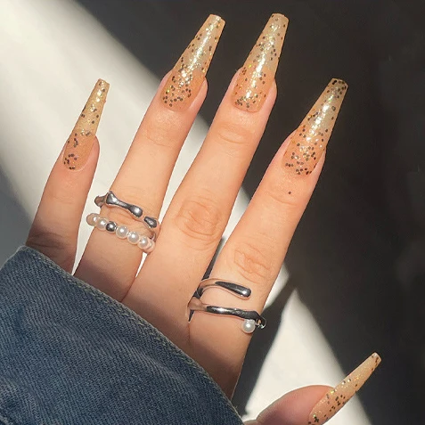 High Quality Luxury Diamond Elegant White French With Nude Color False Nails Extra Long False Nails Tipc Curve Elegant Design