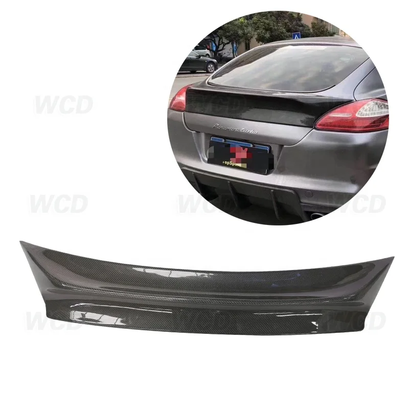 Carbon Fiber Car Rear Trunk Spoiler Wings For Porsche Panamera S 970.1 2009-2013 VRT Style Boot Trim Sticker Car Styling