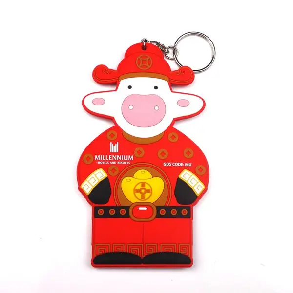 Rubber soft pvc keychain custom printed commercial advertising key ring promotional gifts
