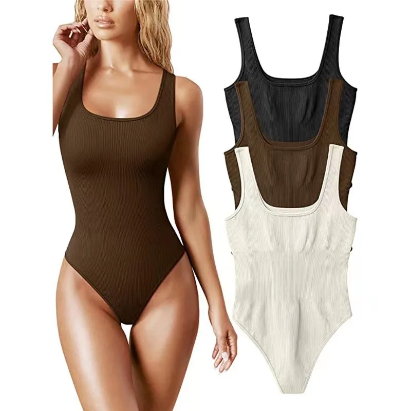 Manufacturers wholesale custom price cheap new round neck sleeveless shirt solid color bodysuit fitness suit