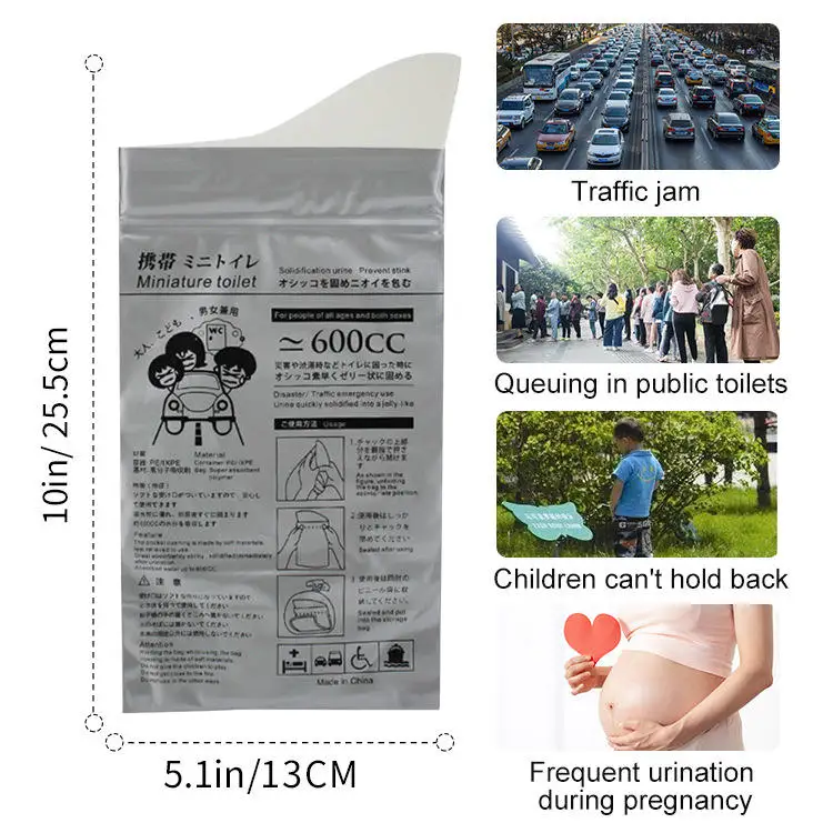 Outdoor 700ml Disposable Urine Bags Emergency Mini Toilet Portable Pee Bag for Traffic Jam and Hiking Disposable Urine Bag