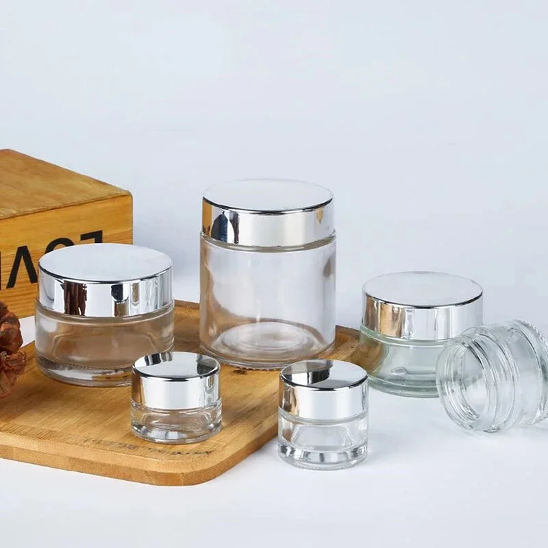 Ruizhuo Ruizhuo Wholesale Transparent Gold Cap Glass Cosmetics Make Up Subpackage 10G 15G Empty Bottle Trial Face Eye Cream Jar