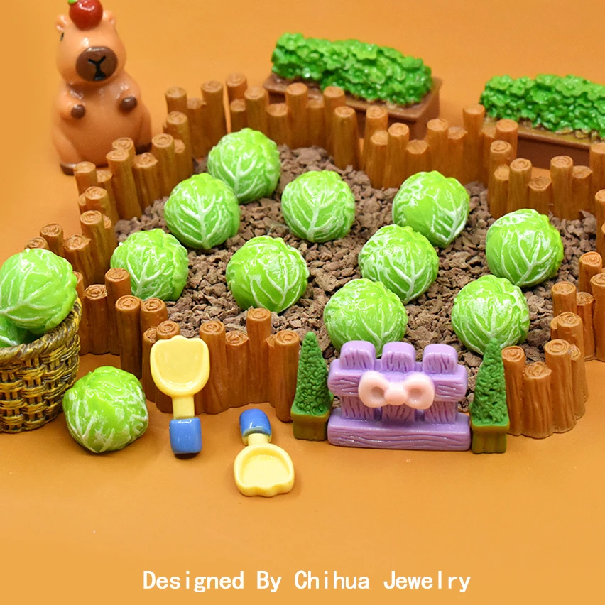 Cute Cabbage Resin Flatback Cabochon Miniature Vegetable For DIY Slime Accessories Doll House Kitchen Toy Fairy Garden Figurines