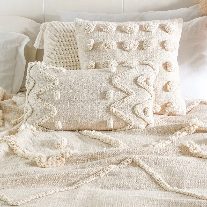 Factory designer cotton throw custom new tapestry blanket  custom tassel pom pom blanket