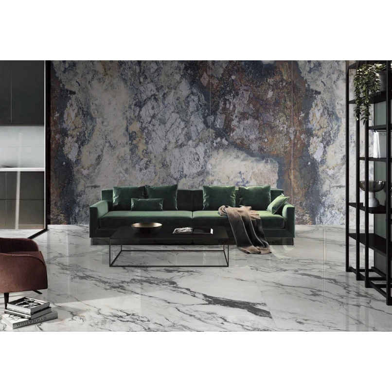 Marble Slabs 1200X2400x9 Big Size Interior Wall Tile Porcelain Glossy Tropical Rain Forest Sr122430 Slab Tile