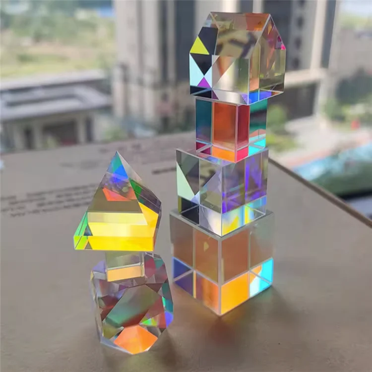 Support custom refracting  rainbow glass cube composite color prism