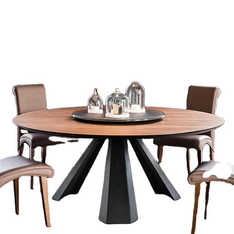 Wholesale American Nordic Modern wooden big round table 6 seats Dinner Table Dining Room Hotel Furniture Industrial Dining Table