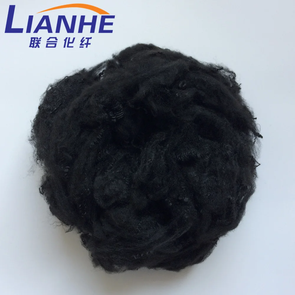black psf 1.4d 38mm recycled polyester staple fiber fibre high tenacity 4.8CN/DTEX