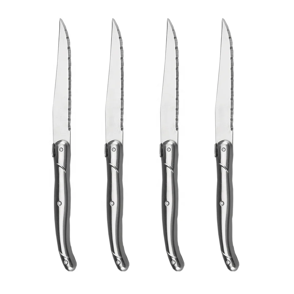 Hot Selling 8 PC Silverware Stainless Steel Flatware Set Serrated Edge Sharp Laguiole Steak Knife Set