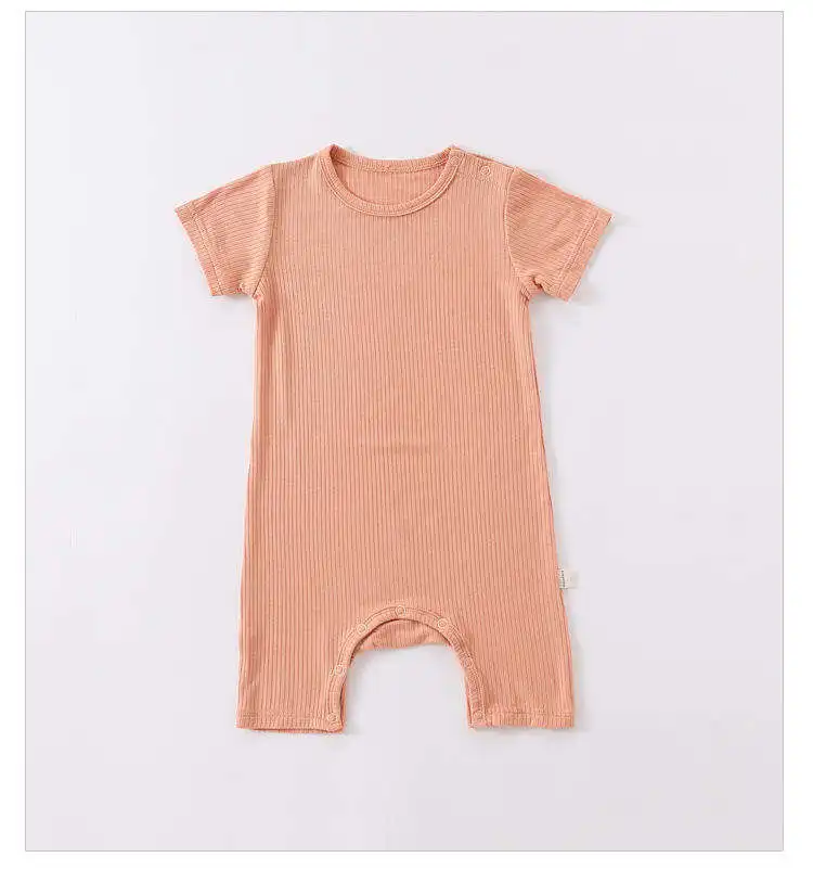 Bamboo Rayon Spandex Baby Footed Toddler Pajamas Romper Buckle Play Sleeper Infant Baby Clothes Ribbed Jumpsuit Romper Unisex