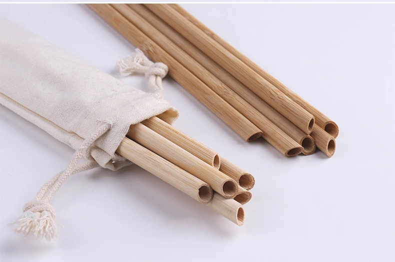 Biodegradable restaurant bar natural bamboo straw with custom logo bamboo reusable drinking straws