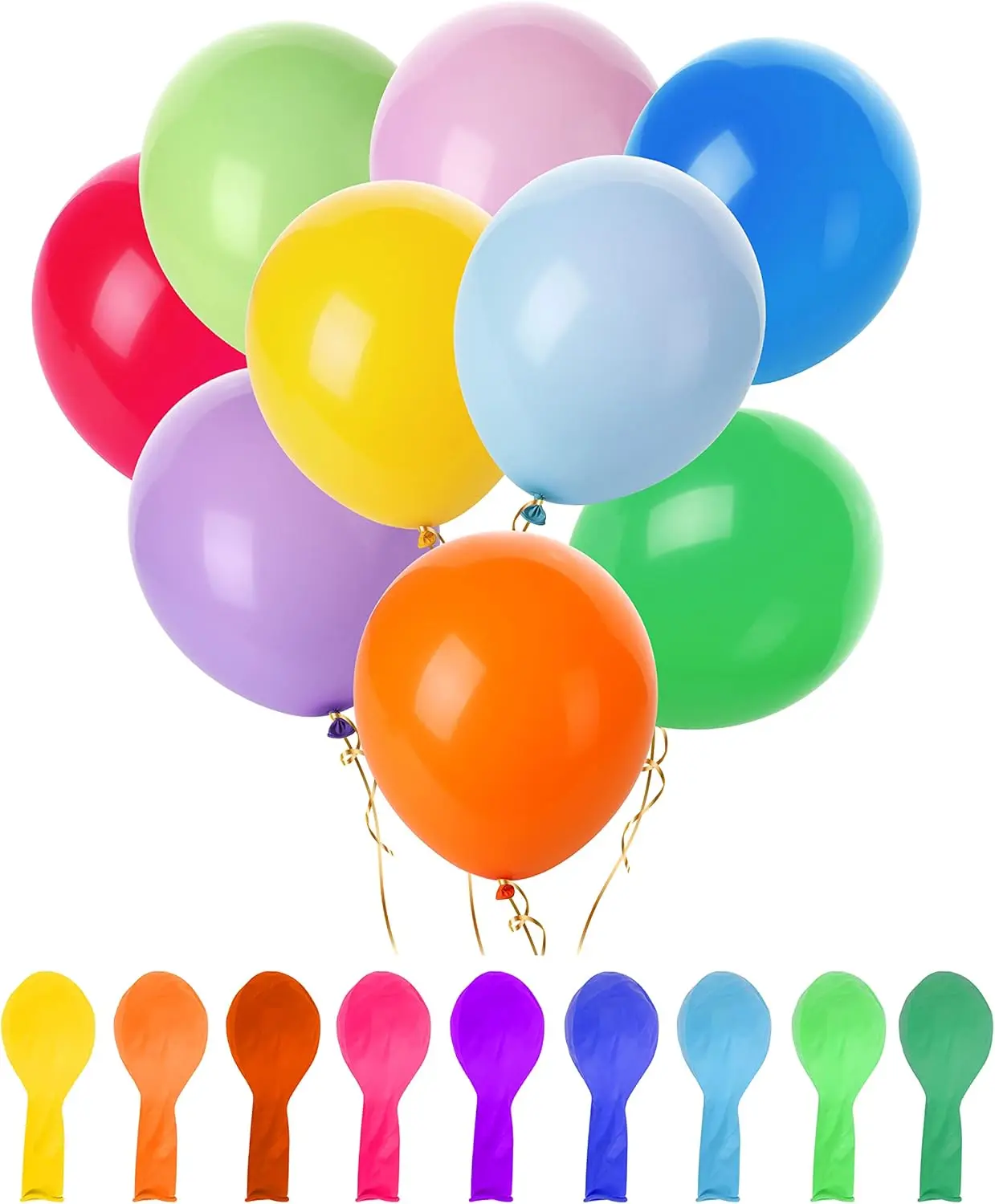 120 pcs Vibrant Colors Party Rainbow Balloons Latex  Birthday Party Colorful Balloons Assorted  Multicolor Balloons