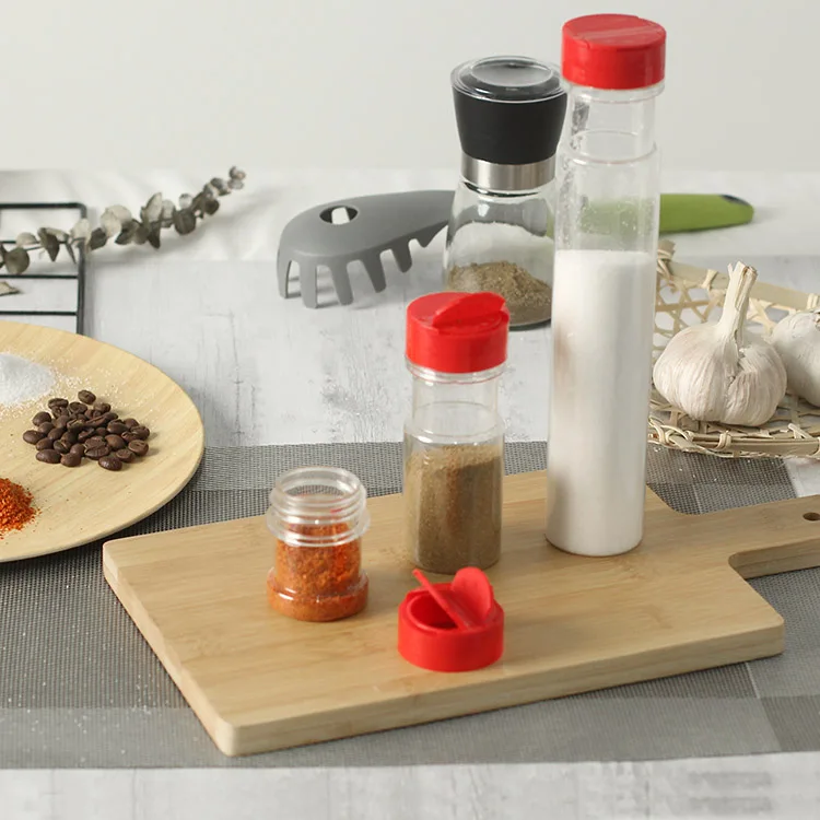 50g 150g 300g custom spice bottle salt pepper shaker with red double open cover