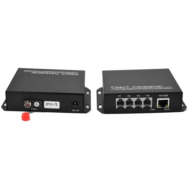 4 Channel PCM Telephone + 1 Port 10/100M Ethernet to Fiber Optic Telephone Converter