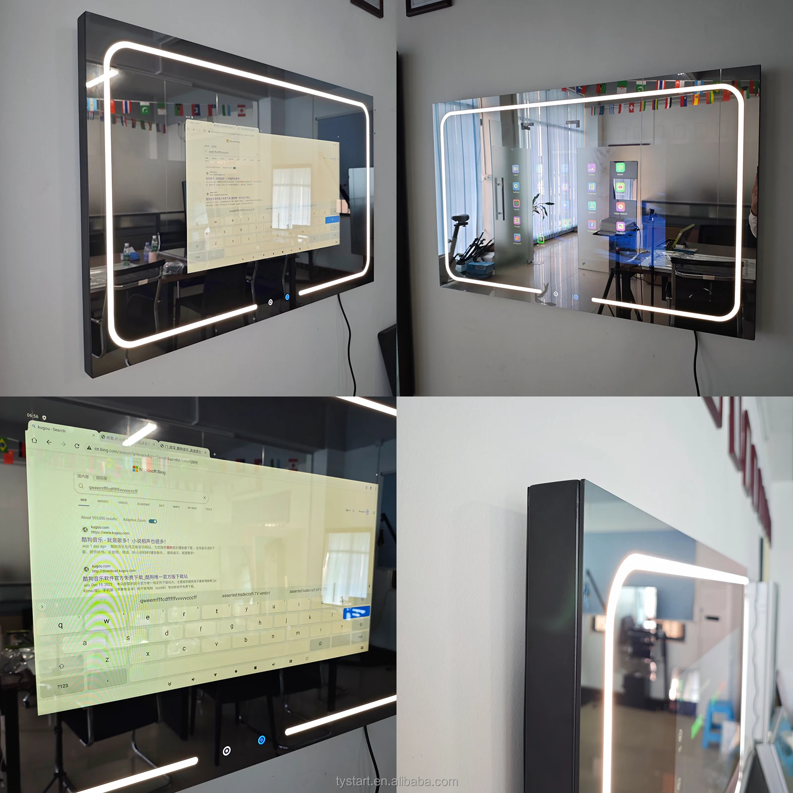 bathroom cosmetic mirror with led light smart mirror bathroom bluetooth mirror smart tv