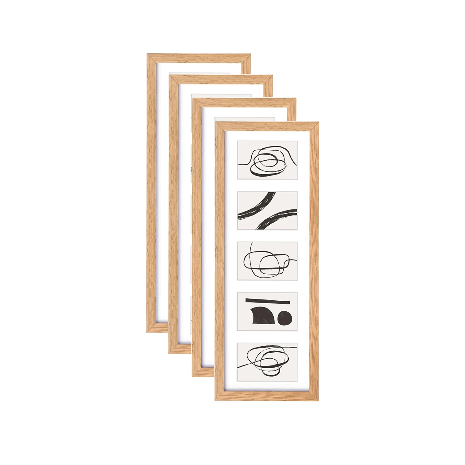 Natural Oak wood 8x24 Picture Frame Display Multiple Five 4x6 Photos or 8x24 without Mat Wall Mounting Horizontal or Vertical