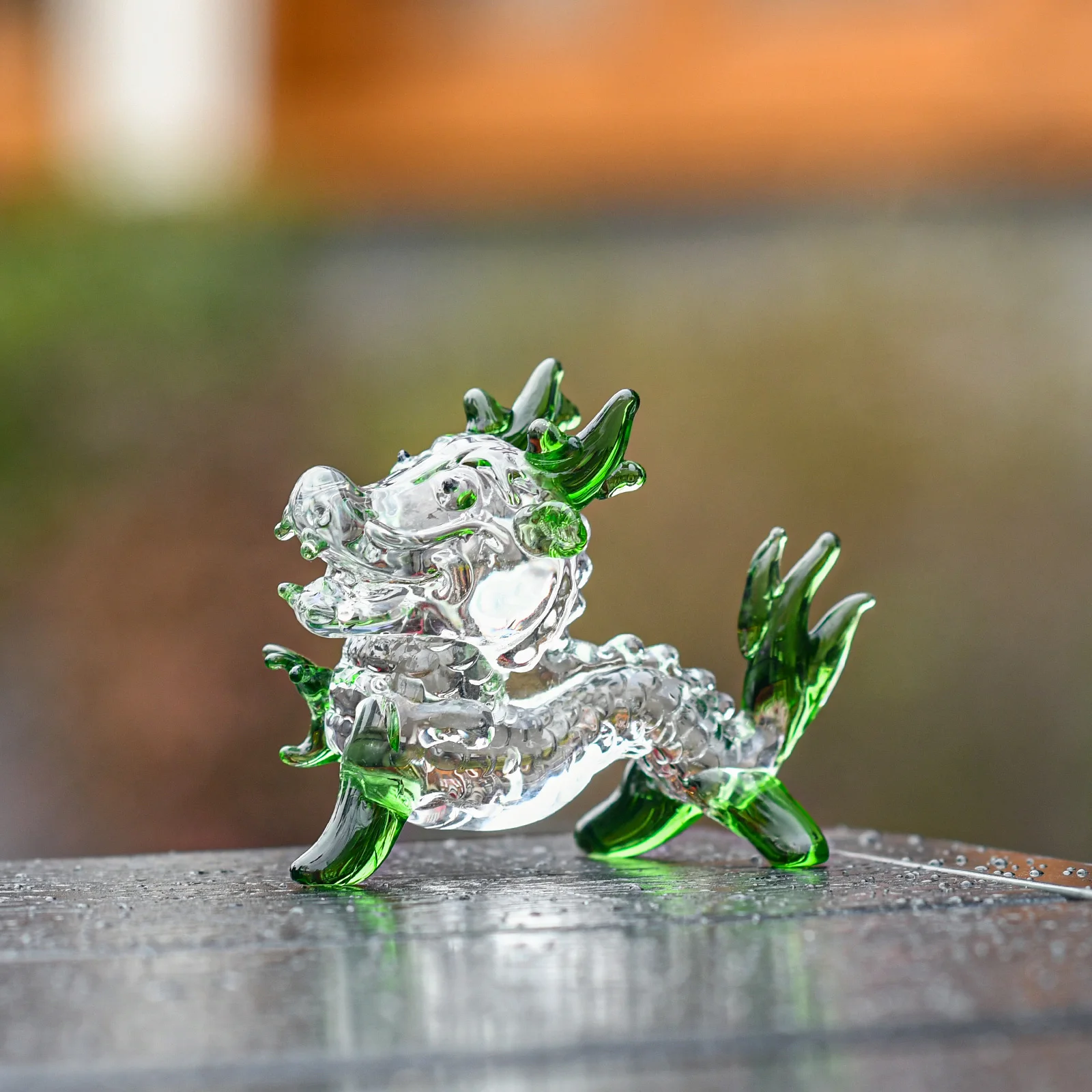 Tiny Crystal Dinosaur  Micro Crystal Figurines Hand Blown Clear Glass Art Animals Collectible Gift Home Decor