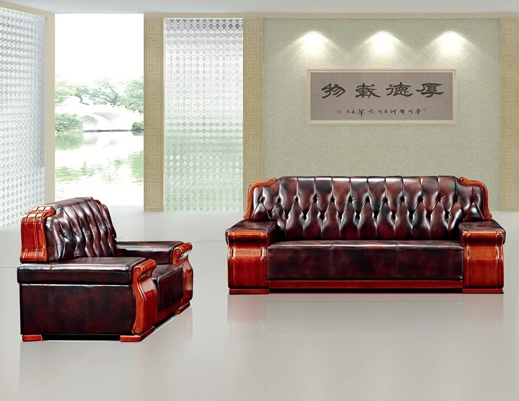 Hot sale Dubai cow leather luxury royal sofa office home living room sectional single sofa set