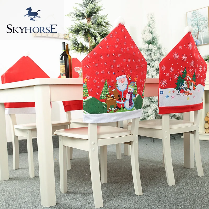SKYHORSE Washable Fundas Para Muebles Dining Room Christmas Chair Slipcovers Christmas Chair Cover Decoration for Chair