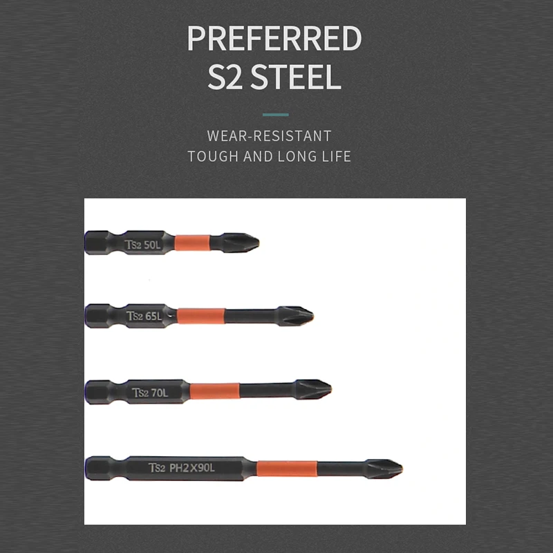 Electric Screwdriver Set 50 65 70 90 150mm Impact Strong Magnetic Batch Head Cross High Hardness Hand Drill Bit