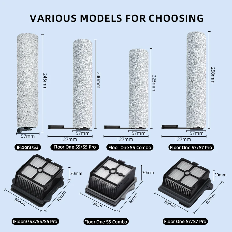 TINECO iFloor 3 Floor One S3 / S5 / S5 Pro /S5 Combo / S7 Pro Vacuum Cleaner Accessories Main Roller Brush Hepa Filter