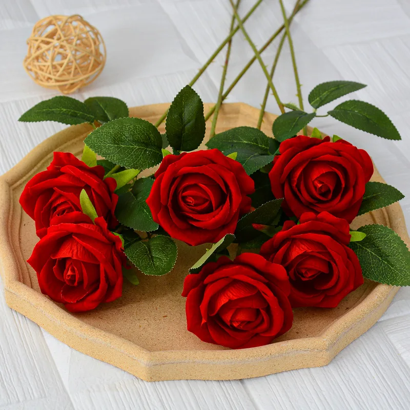 artificial flower Hot selling colorful artificial rose flowers bouquet wedding gift artificial flower Single rose