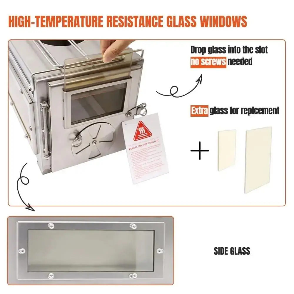 Rison Outdoor Camping Picnic Portable, 304 Stainless Steel Usb Fen Powered Wood Stove Camping