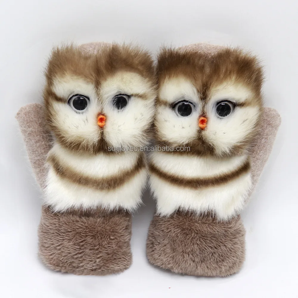 Adult cute Winter Fashion cartoon animals accessories Printing Warm Knitted mitten