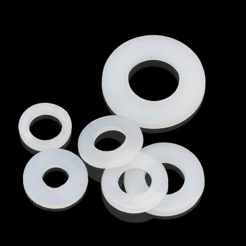 Customized M2 M3 M4 M5 M6 M8 M10 M12 M16 M14 M16 M18 M20 M24 Black white PA66 Nylon flat Washers