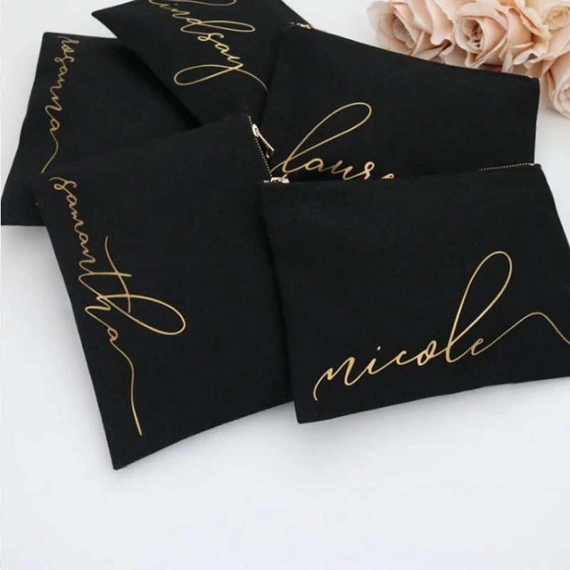 2022 Custom Logo Cotton Pink Travel Zipper Toiletery Pouch Bags Organizer Canvas Cosmetic Bag Makeup Brush Bag