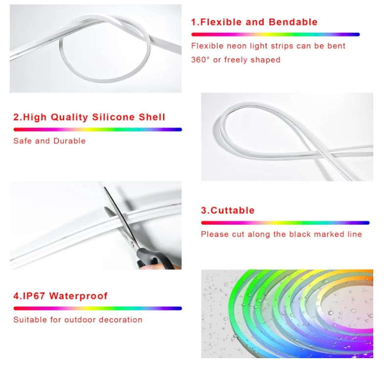 Неоновая полноцветная светлая полоса цветная коробка набор RGBIC световая Bluetooth музыкальное управление интеллектуальные силиконовые светодиодные полицейские огни