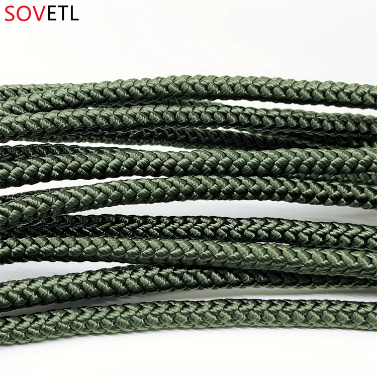 High Tension Nylon Rope Double Braided Customized Olive Green Nylon Braid Rope Solid Braid Core