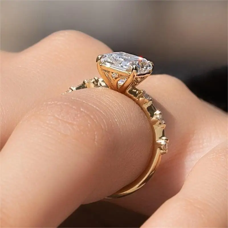Factory Custom Gia Igi Certified Vvs Cvd Lab Grown Created Diamond 10k 14k 18k Gold Radiant Cut Engagement Ring 1 2 3 Ct Carat