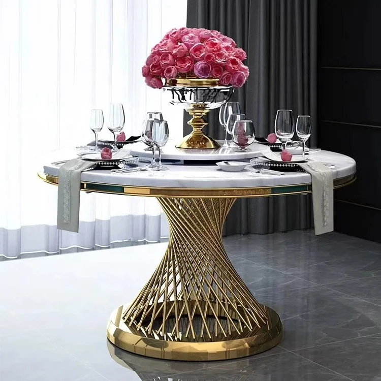 Gold round stainless steel legs mirror glass wedding cakes table for sale
