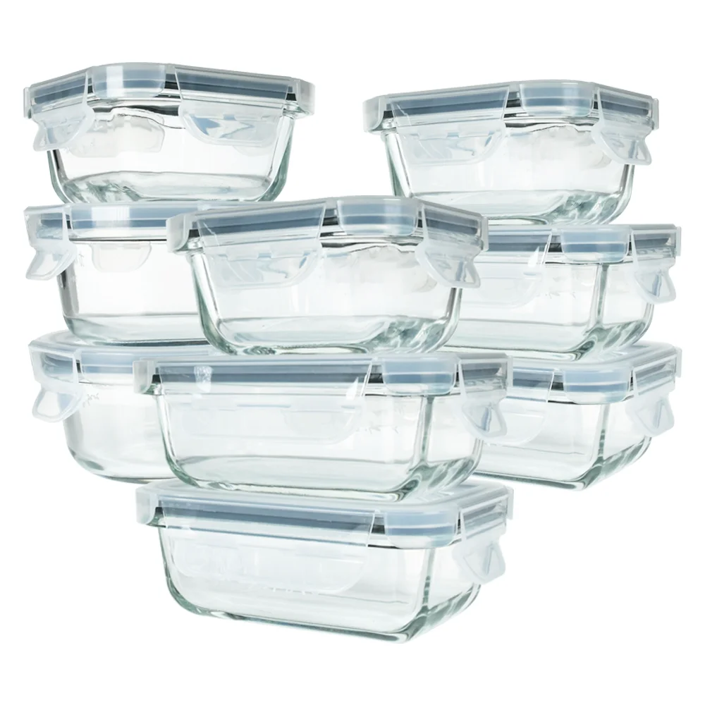 High quality Lock Lid Tempered Glass Kitchenware Food Container Microwave Oven Bowl Set Mini Storage Box For Storage
