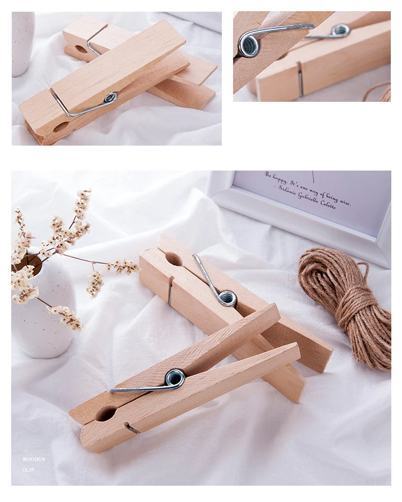 Natural Large 150x36mm Wooden Clips for DIY Home Crafts and Lovely Decorations Nautical and Love-Themed Pattern