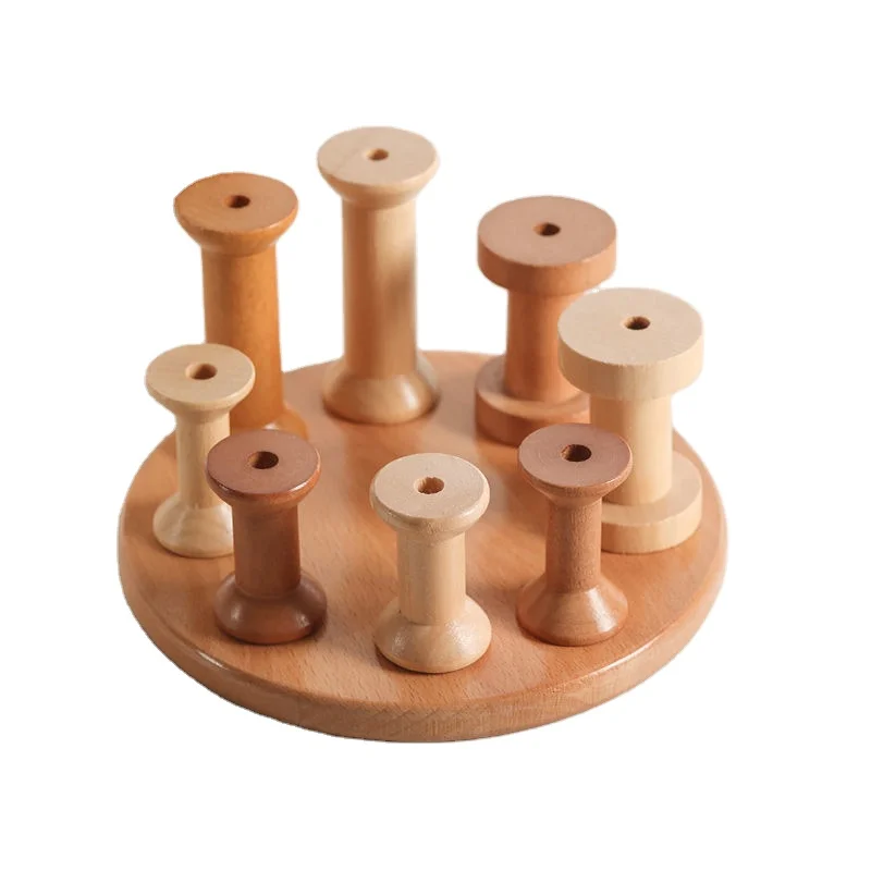 Wood Spool DIY Tool for Household Sewing Embroidery Thread Winding Spool with Combination Axis Storage Wheel