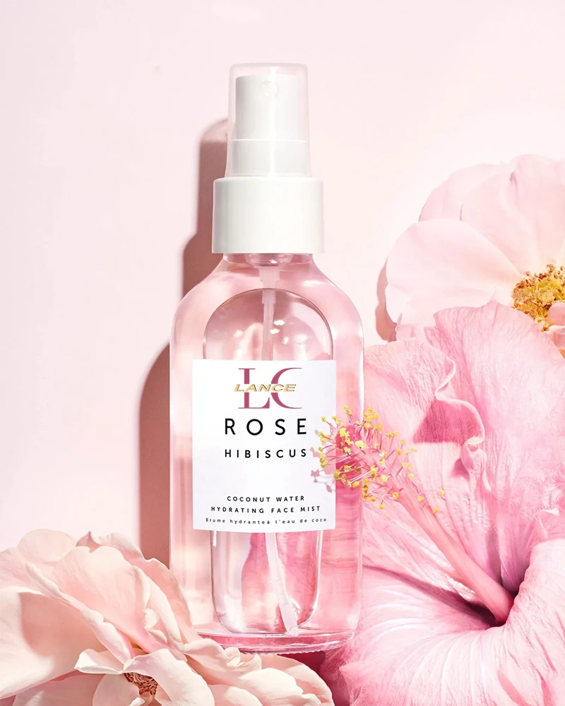 Private Label Rose Water Natural Organic Vegan Hydrating Soothing Hyaluronic Acid Rose Hibiscus Face Toner Mist