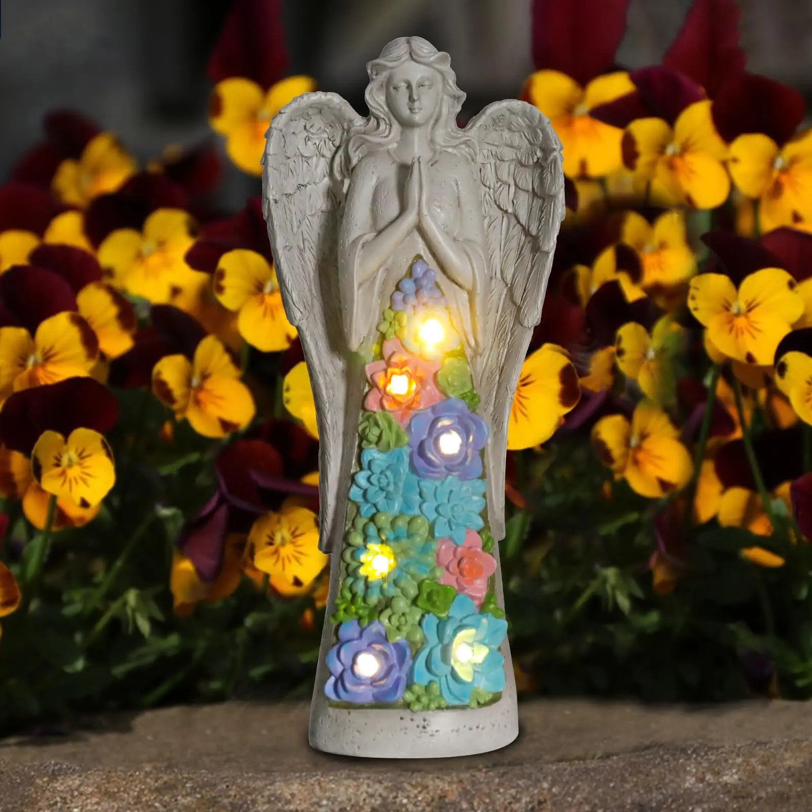 Garden Angel Statue Outdoor Decor, Garden Figurines Fairy Angel Statues Solar Powered Resin Sculpture Ornaments