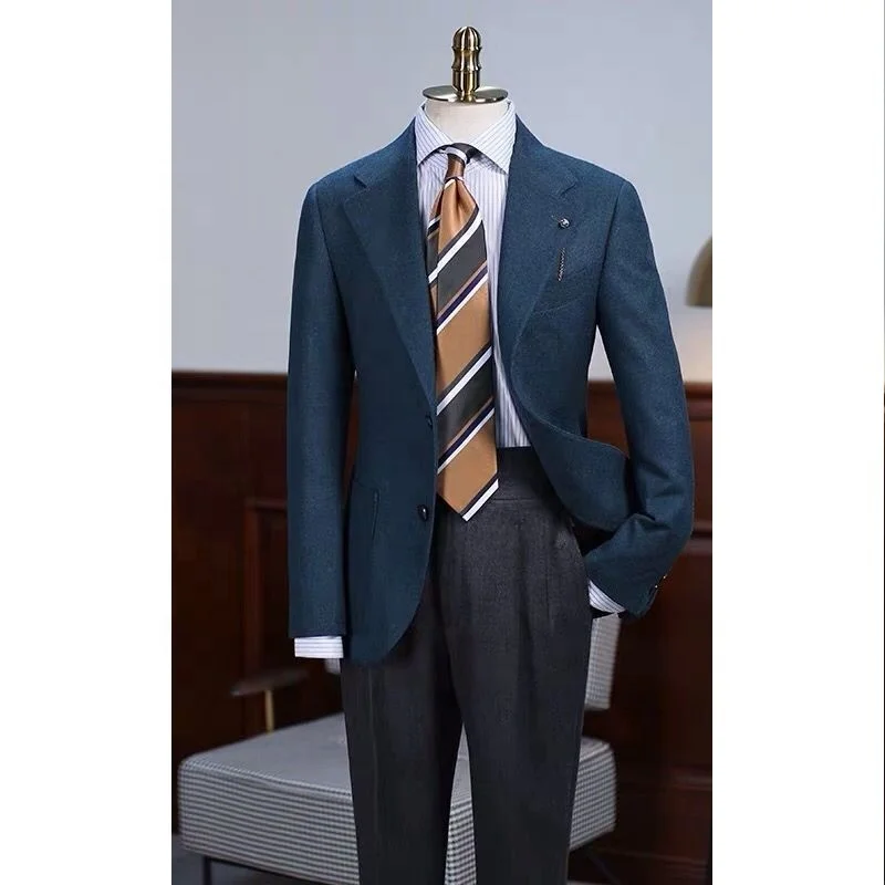 
2021 MTM made to measure Customized handmade Custom Tailored Wedding Groom Tailor Made Bespoke Custom Wool Man Suit 