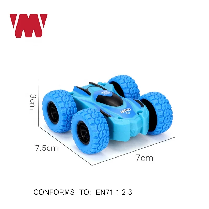 
4 Pack Friction Powered Car Toys Push and Go toy Cars for Toddlers Double Side Rotation Flips Mini Cars kids gifts inertia 