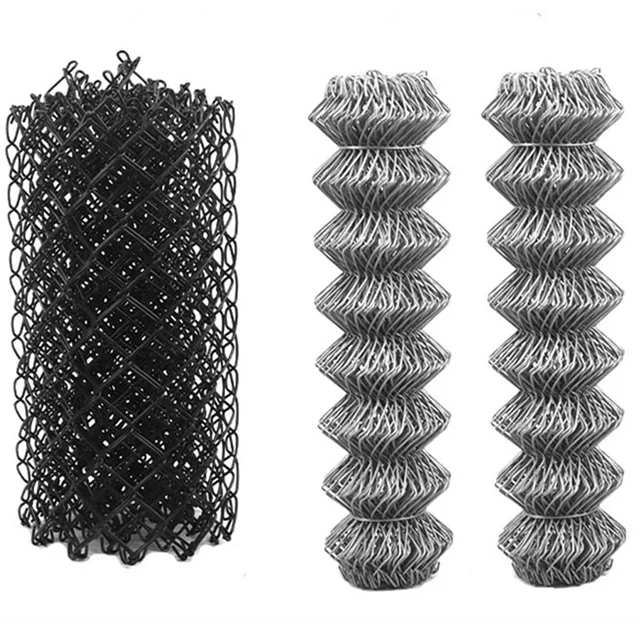 Galvanized 9 Gauge 60*60mm Diamond Wire Mesh Security Fence PVC Coated Metal Frame Barbed Wire Farm Fencing Black Chain Link