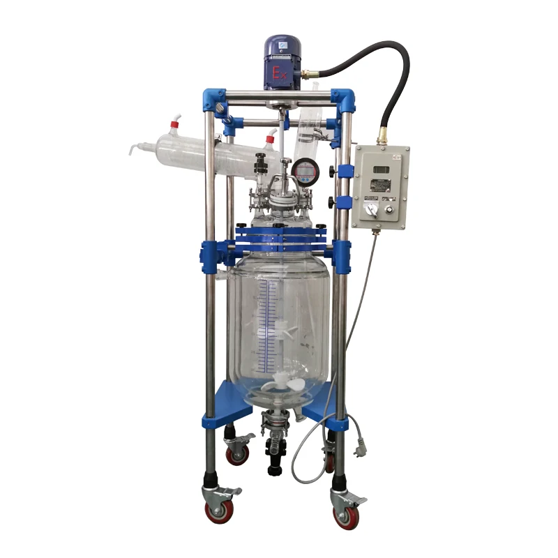 Лабораторный химический водный двухслойный стеклянный реактор 50 л