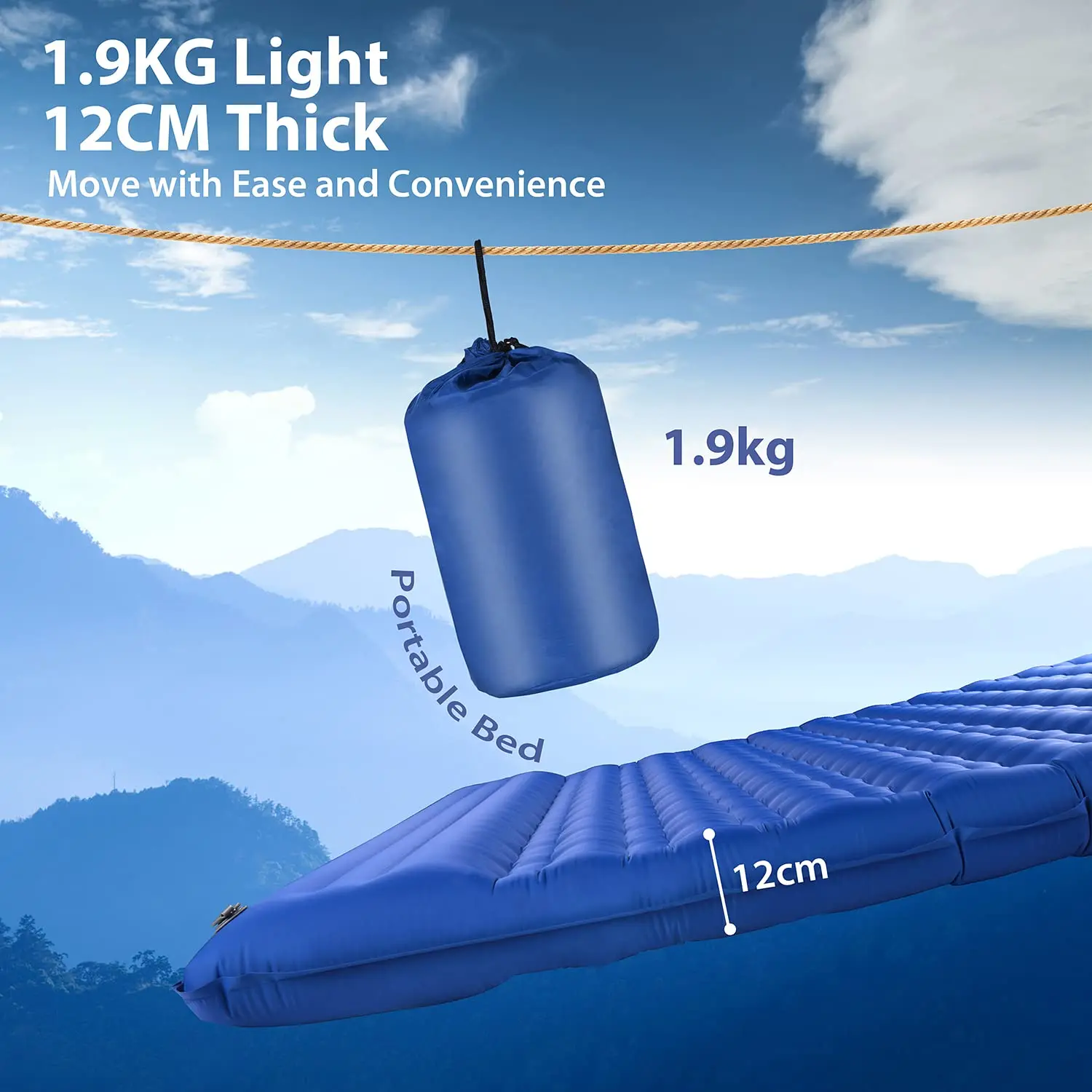 Double Sleeping Pad Camping Self Inflating Camping Pad with Pillow Outdoor Sleeping Mat Camping Mattress for Backpacking Hiking