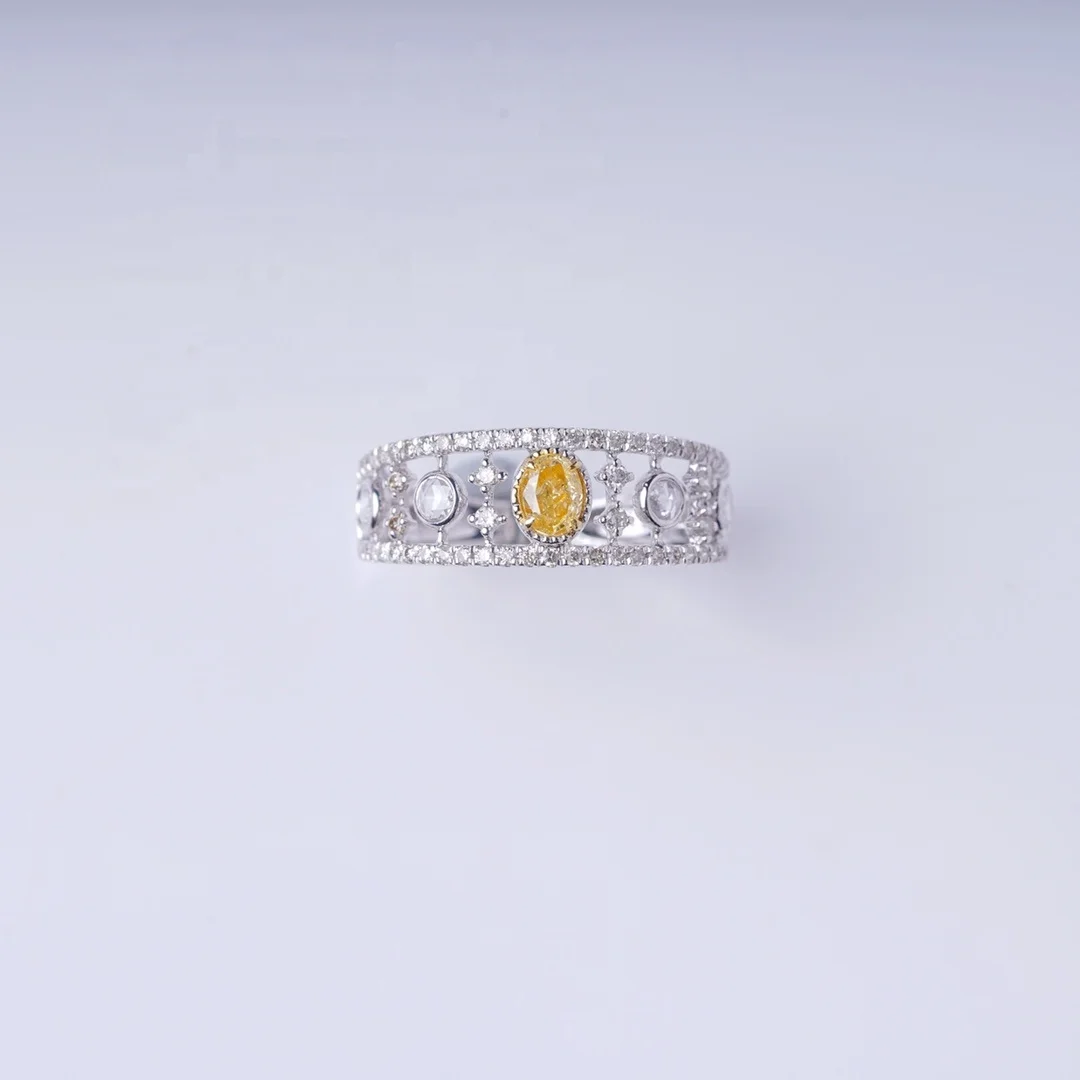 Xinfly  0.6ct Italian lace Design woman Jewelry18K gold Yellow natural Diamond Hollowed Out beautiful Ring for girl