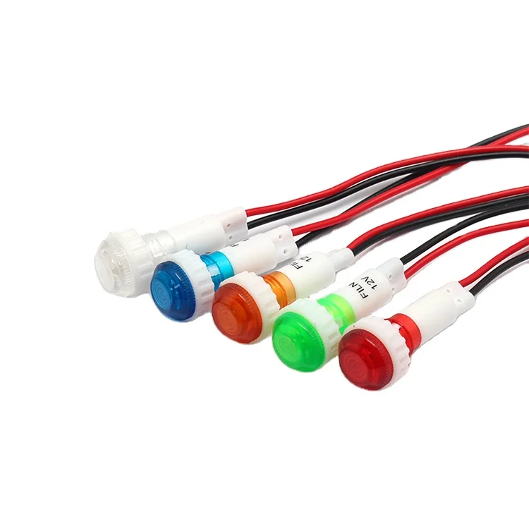 Signal Lamp Panel Mounting Neon Indicator Red Green Yellow Lights 220V 12V24VDC XD 10mm Pilot Guiding