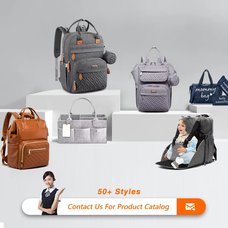 Manufacturer Custom With Logo New Designer Fashion Luxury Premium Large Waterproof Nylon Travel Mommy Baby Diaper Bag Backpack