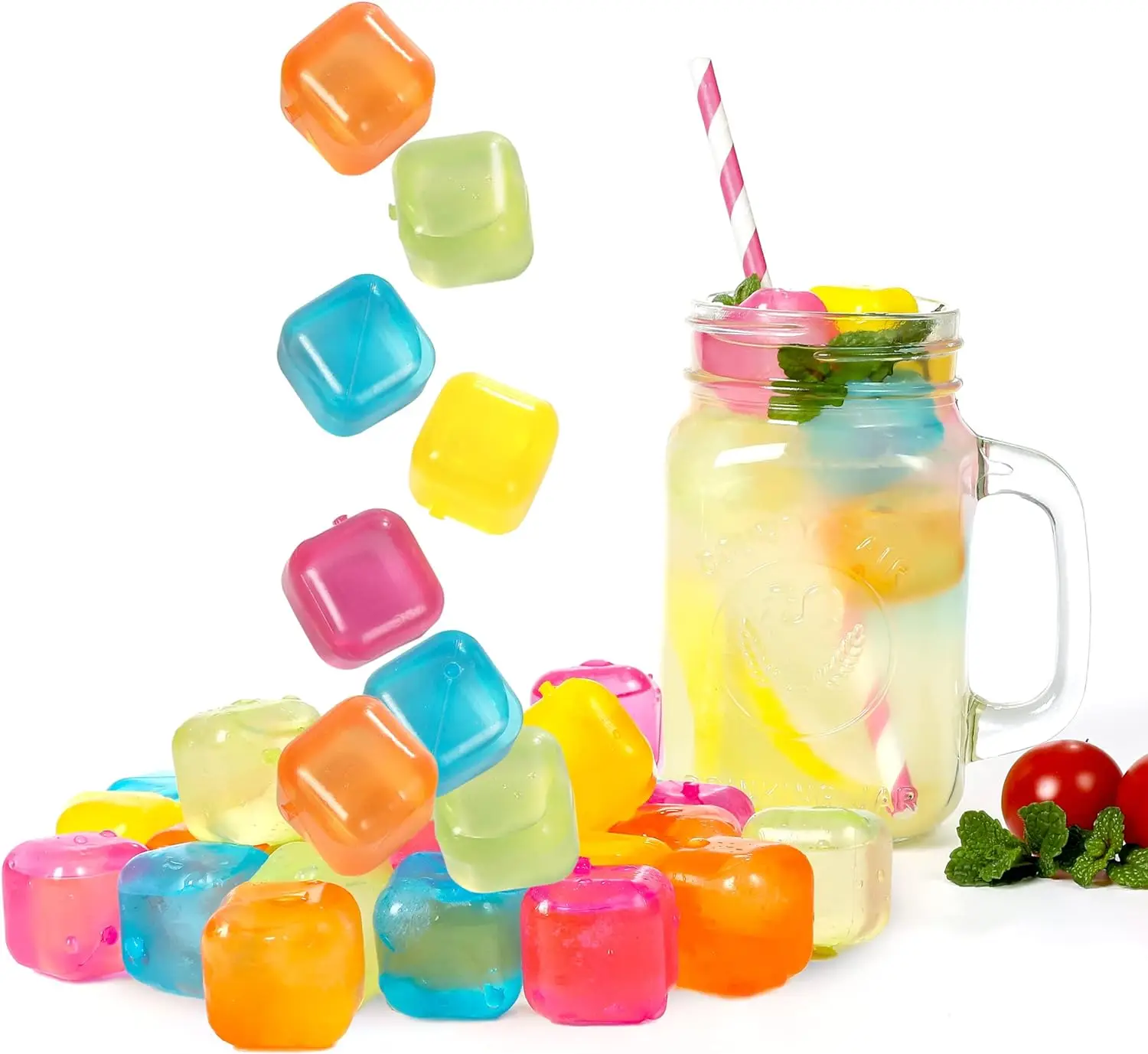 Food Grade BPA Free Reusable Ice Cube Plastic Ice Cubes Colorful Whiskey Refreezable Ice Cubes