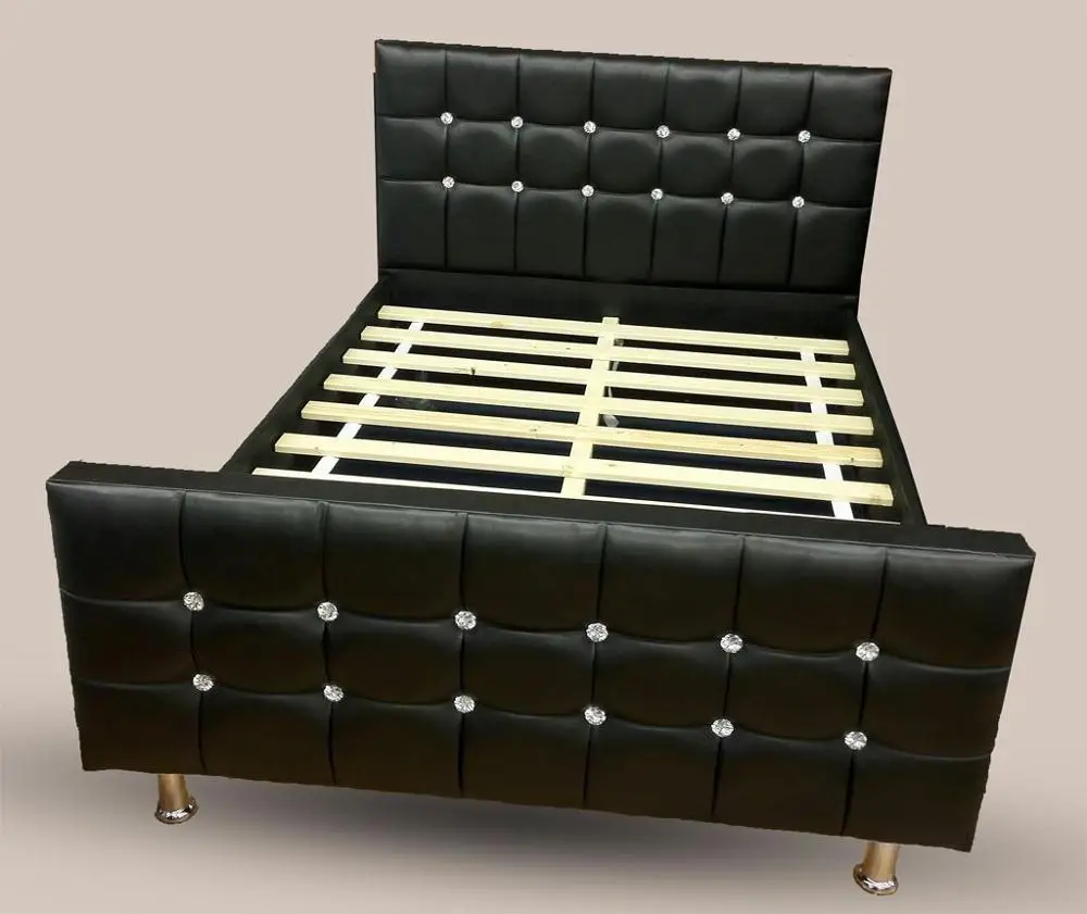 
White Diamond Crystal Faux Leather Bed 3FT 4FT 4FT6 5FT FREE Delivery 
